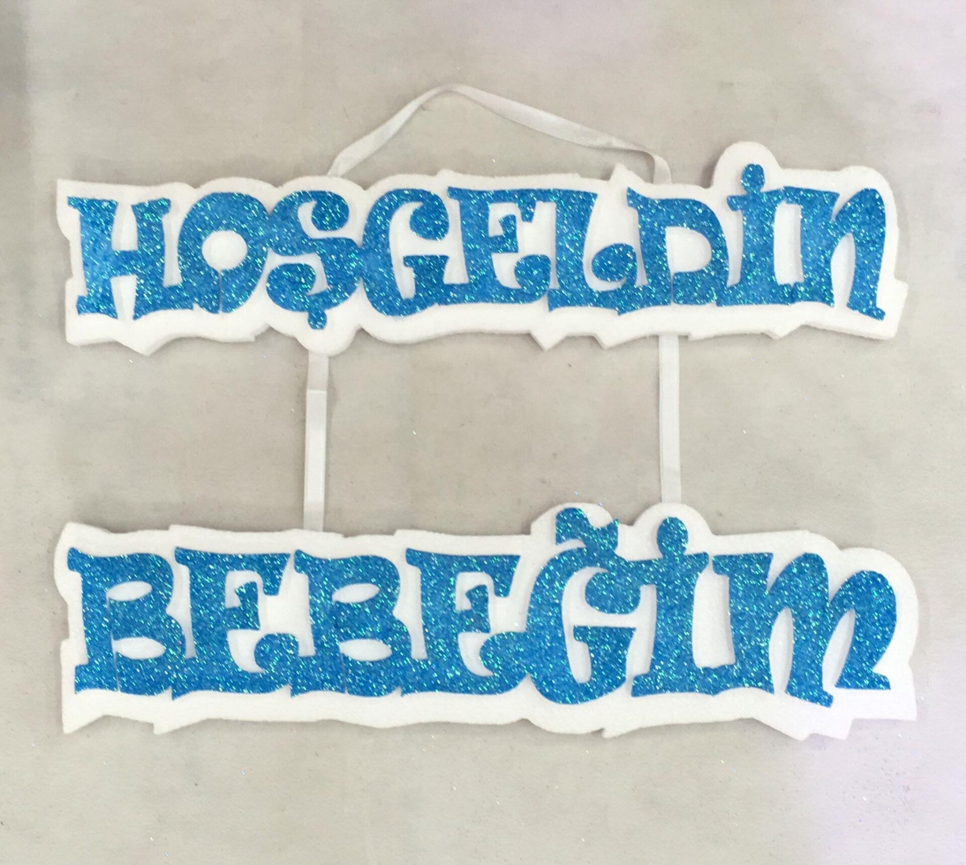 STRAFOR 2 PARÇA HOŞGELDİN BEBEK YAZI ASKILI MAVİ