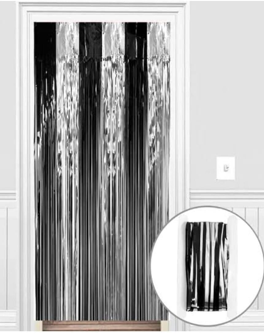 FUNKO SAÇAK KAPI SÜSÜ 1MT*2 MT GÜMÜŞ/SİYAH ÇİFT R