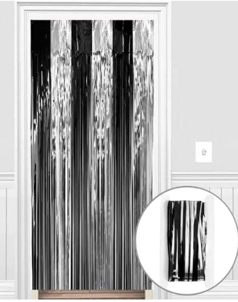 FUNKO SAÇAK KAPI SÜSÜ 1MT*2 MT GÜMÜŞ/SİYAH ÇİFT R