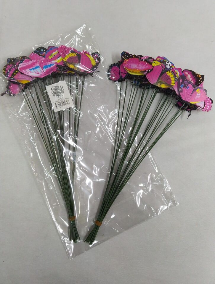 KELEBEK ÇUBUKLU PEMBE 7CM 24 LÜ PK