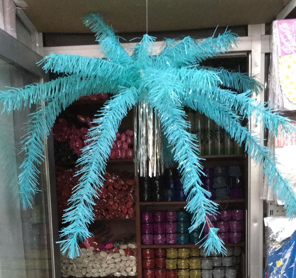 AVİZE SÜS PALMİYE BÜYÜK SEDEF MAVİ