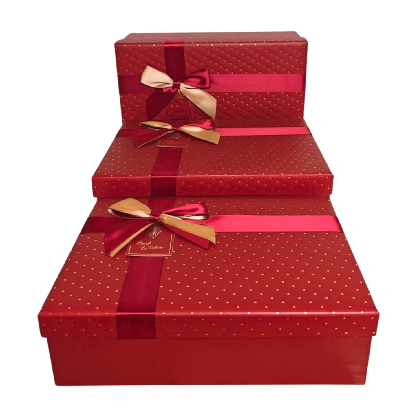 KUTU DİKDÖRTGEN FİYONKLU KIRMIZI 3 LÜ