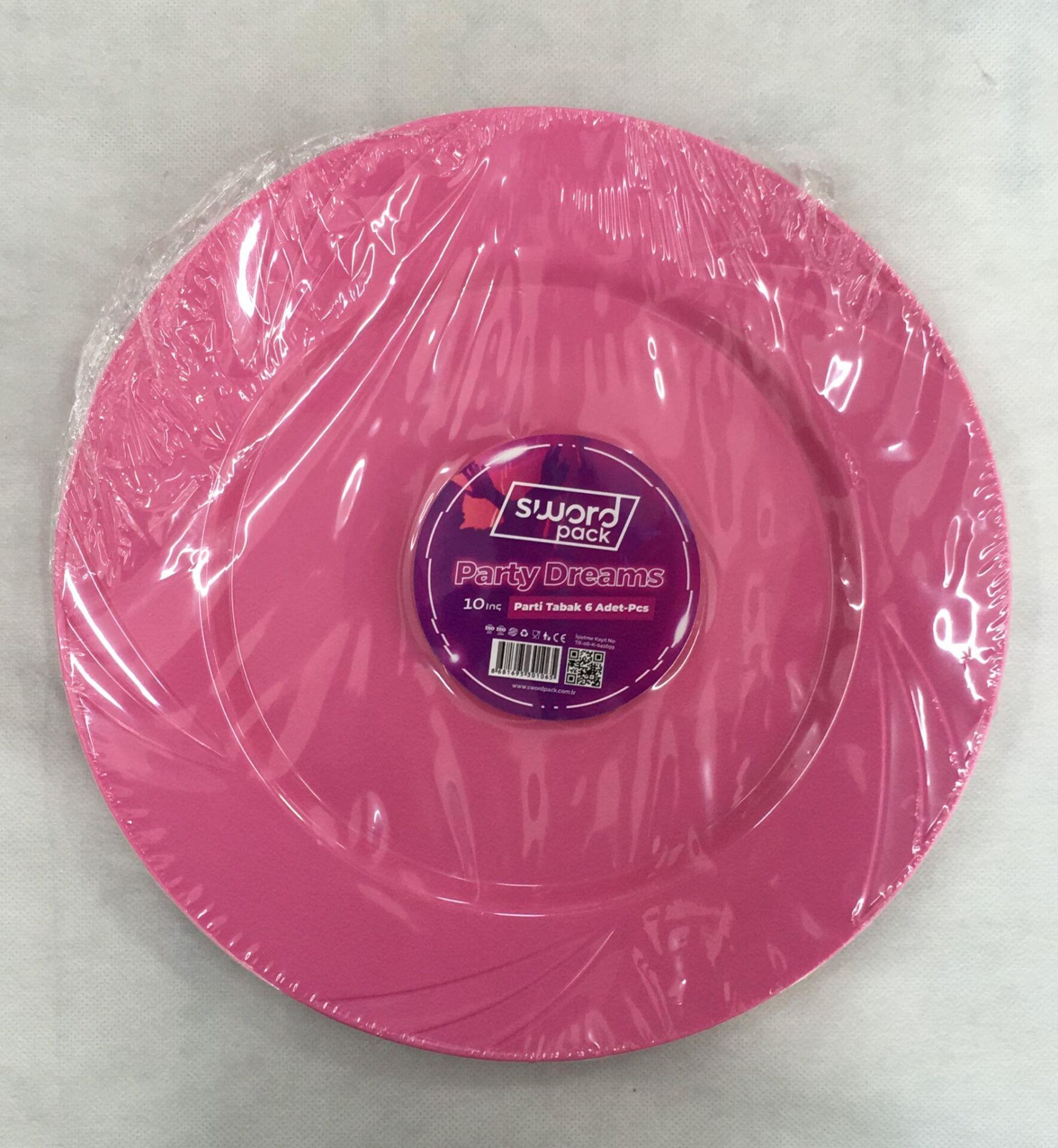 TABAK PLASTİK KRİSTAL PEMBE 6 LI