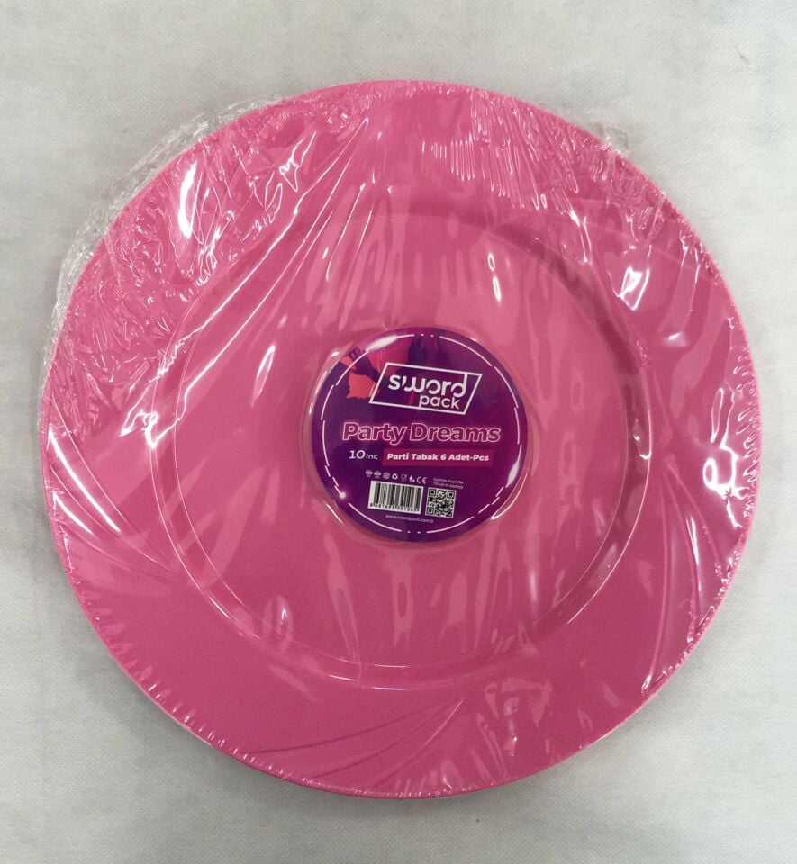 TABAK PLASTİK KRİSTAL PEMBE 6 LI
