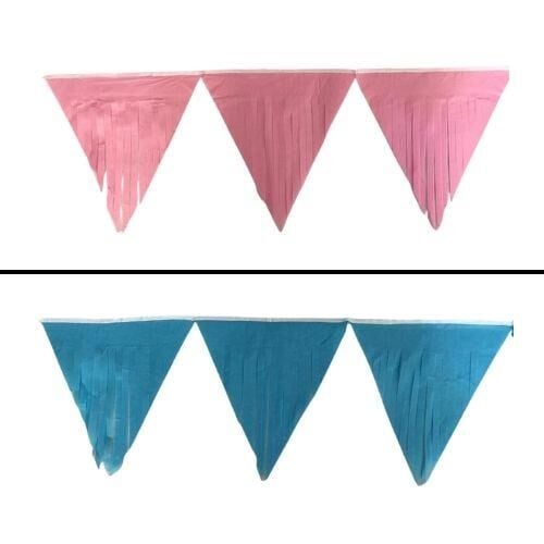 FLAMA ÜÇGEN PÜSKÜLLÜ MAVİ-PEMBE