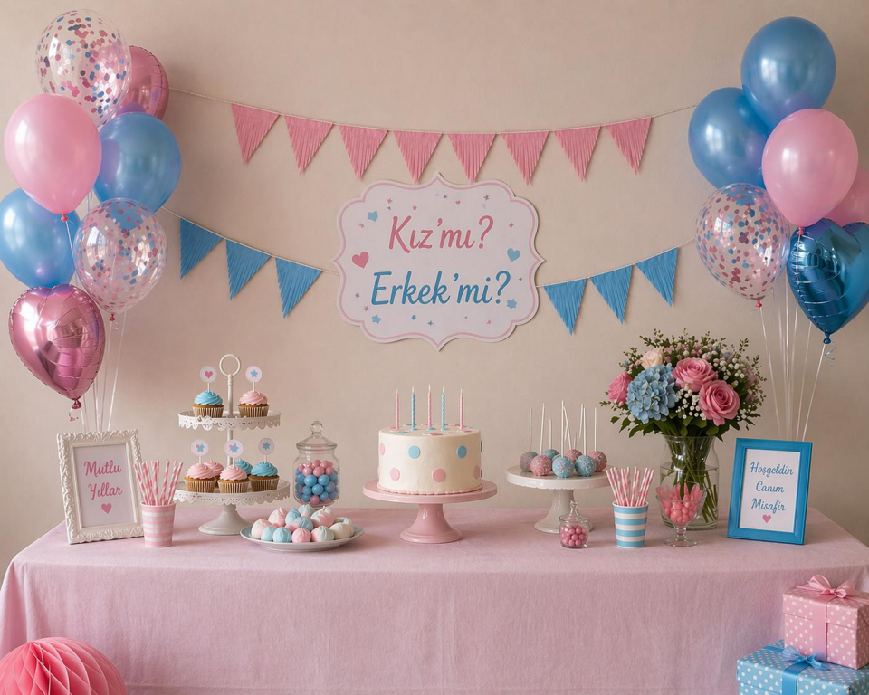 FLAMA ÜÇGEN PÜSKÜLLÜ MAVİ-PEMBE