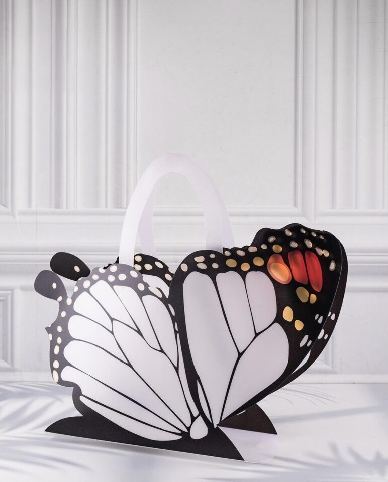 ÇANTA  KELEBEKLİ ÇİÇEKLER İÇİN 42*12*35 CM 10 LU