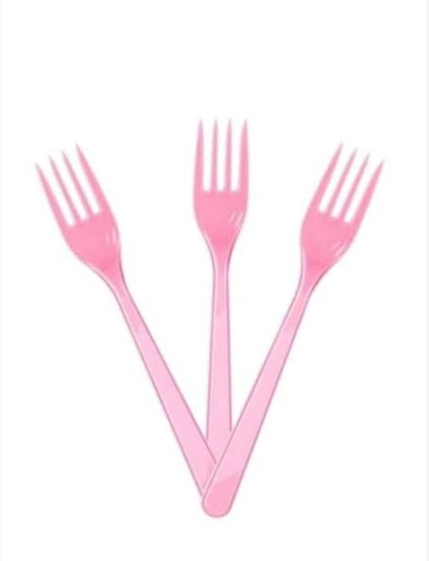 ÇATAL PLASTİK KRİSTAL PEMBE 25 Lİ