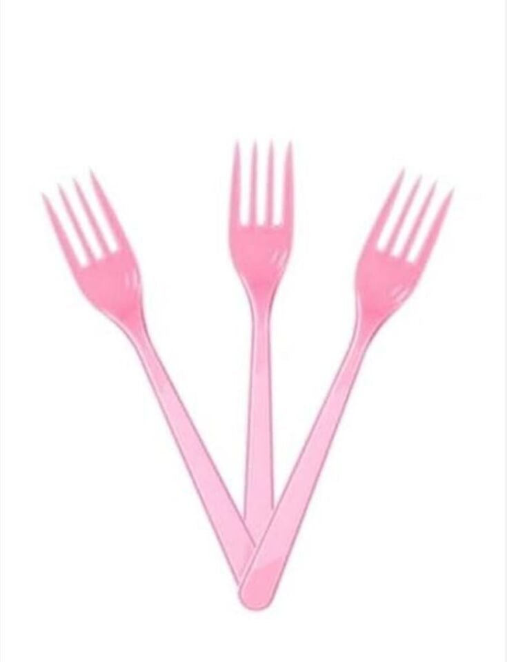 ÇATAL PLASTİK KRİSTAL PEMBE 25 Lİ