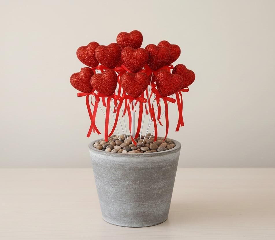 ÇUBUKLU STRAFOR KALP FLOKLU 10 LU ORTA