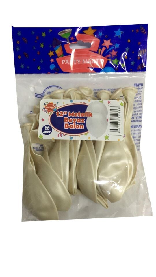 BALON PERAKENDE METALİK BEYAZ 20 Lİ