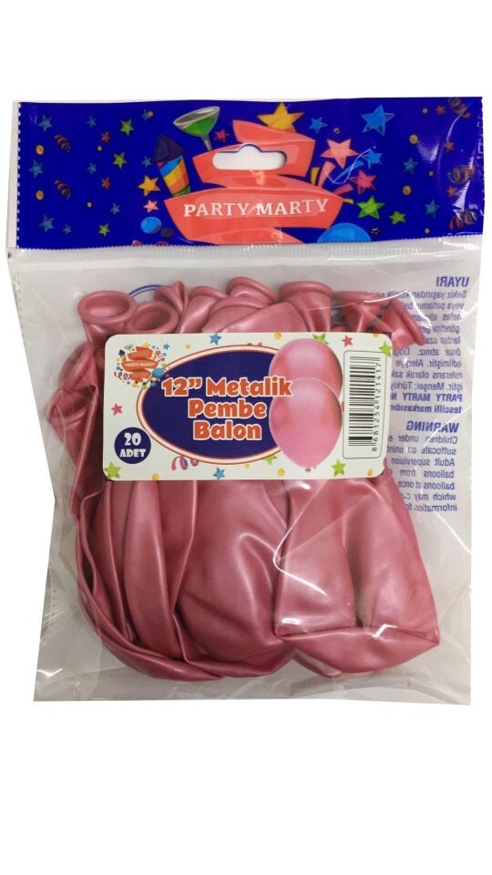BALON PERAKENDE METALİK PEMBE 20 Lİ