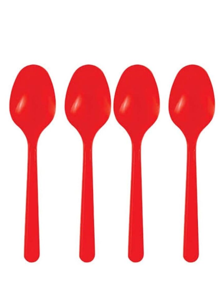 KAŞIK PLASTİK KRİSTAL KIRMIZI  25 Lİ