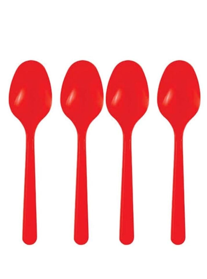 KAŞIK PLASTİK KRİSTAL KIRMIZI  25 Lİ