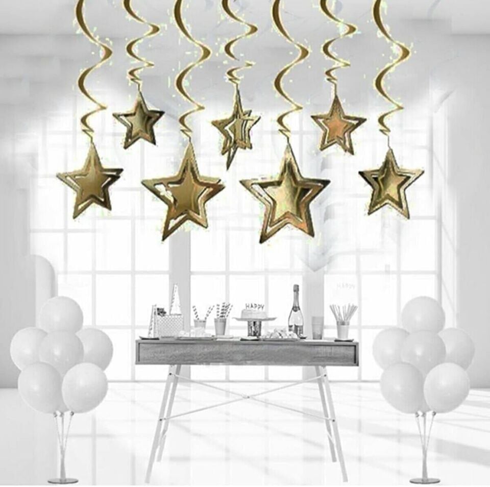 HELEZON SÜS YILDIZ METALİK 3 BOY SET 10 LU ALTIN