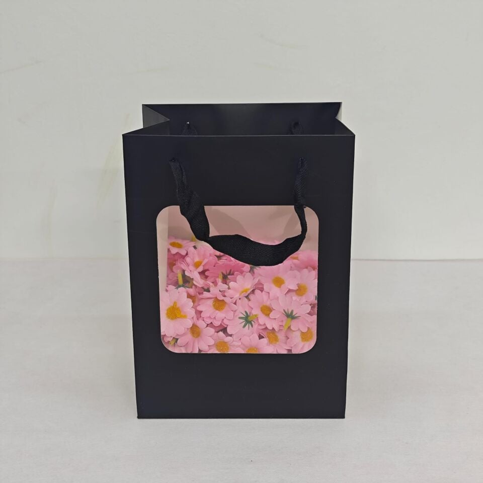 ÇANTA ÖN YÜZÜ ŞEFFAF  SİYAH  18*13*25 CM 12 Lİ