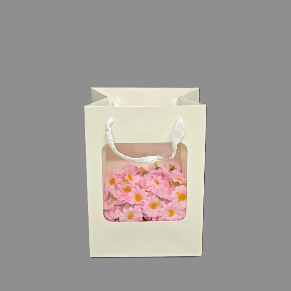 ÇANTA ÖN YÜZÜ ŞEFFAF  BEYAZ RENK 18*13*25 CM 12 Lİ