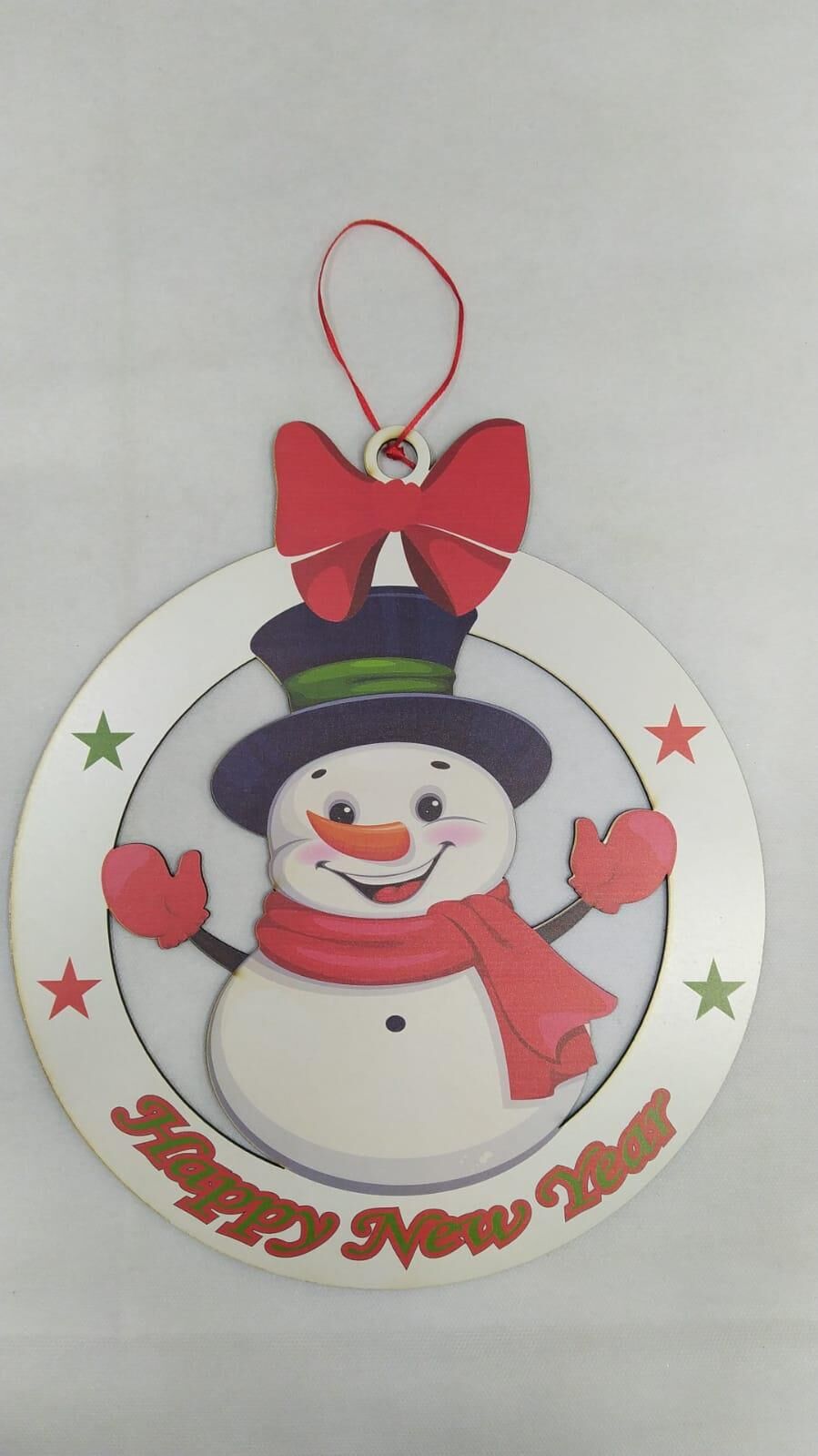 AHŞAP KAPI SÜSÜ FİYONKLU KARDAN ADAM (33*29 CM)