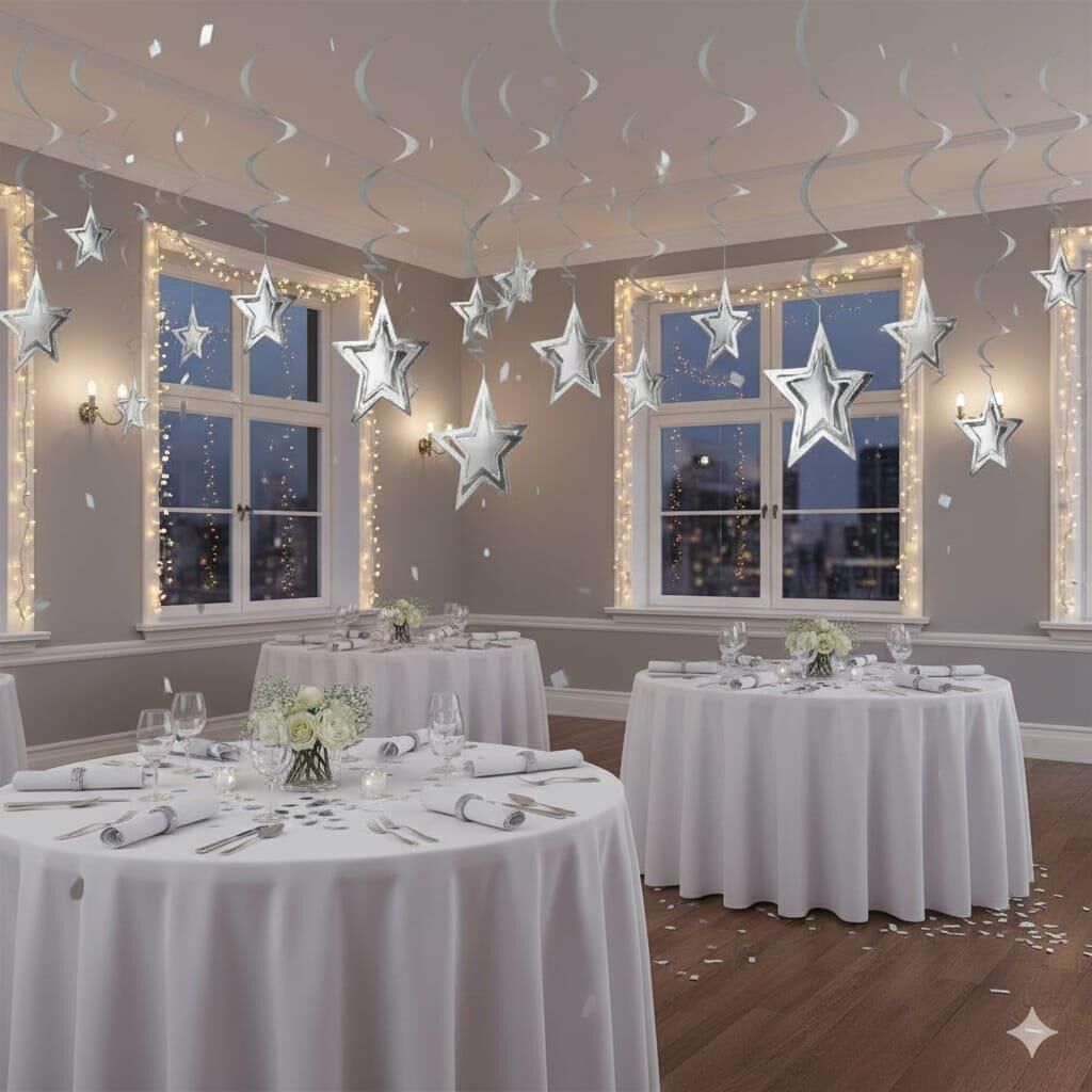 HELEZON SÜS YILDIZ METALİK 3 BOY SET 10 LU GÜMÜŞ