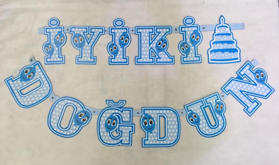 OYNAR KARTON YAZI TEMALI İYİKİ DOĞDUN MAVİ PUANLI
