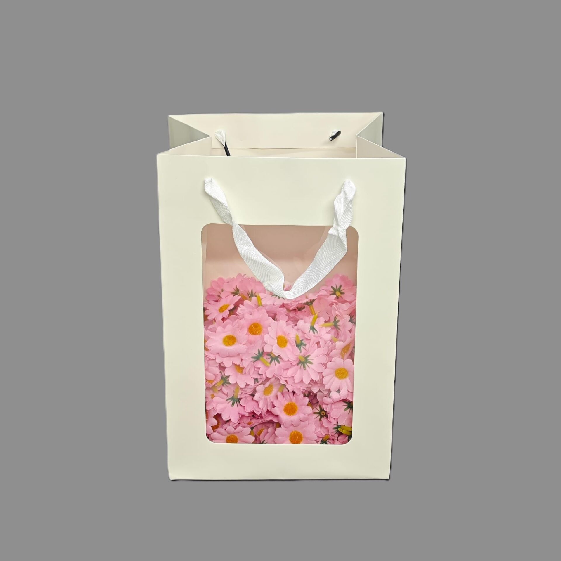 ÇANTA ÖN YÜZÜ ŞEFFAF BEYAZ  RENK 20*16*30 CM 12 Lİ