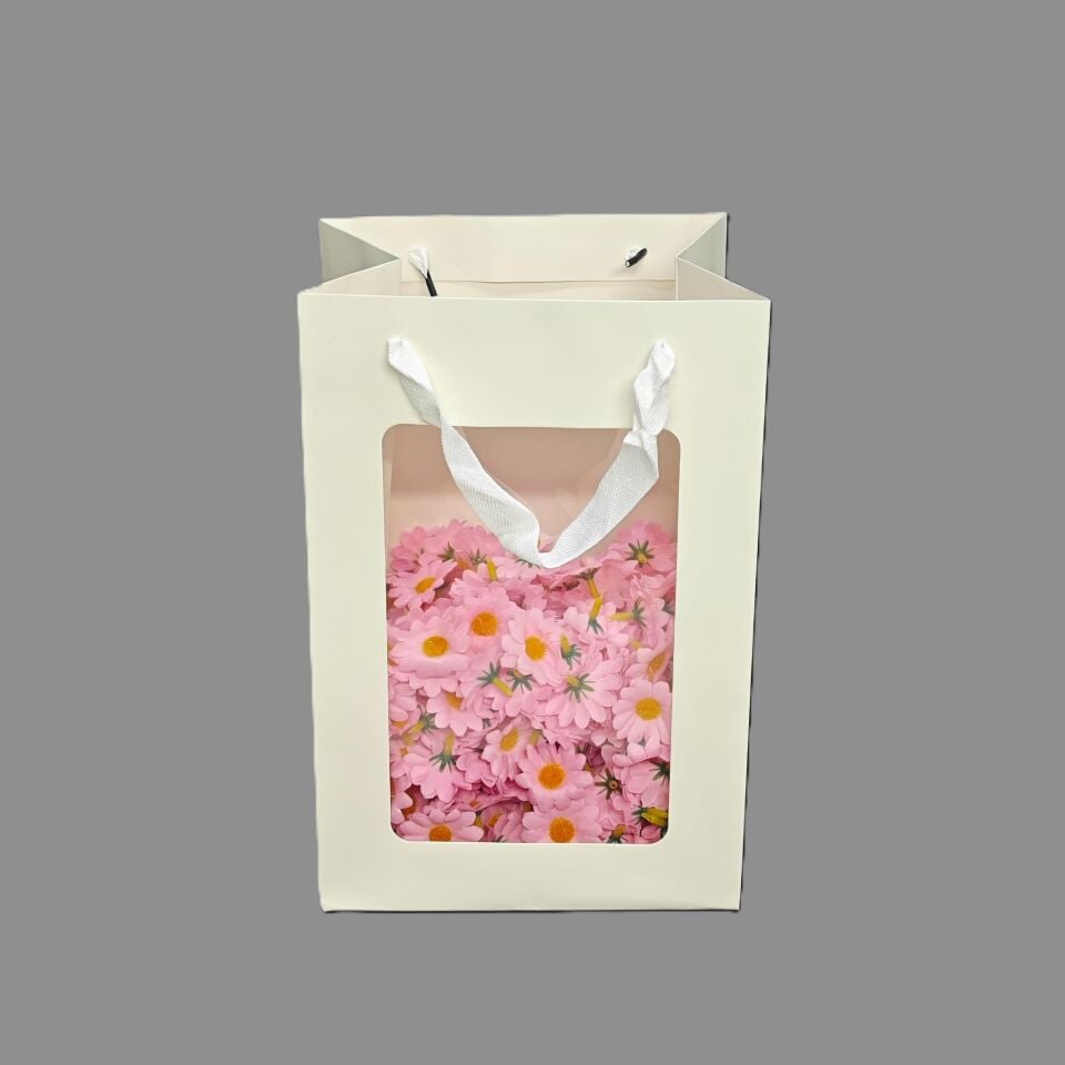 ÇANTA ÖN YÜZÜ ŞEFFAF BEYAZ  RENK 20*16*30 CM 12 Lİ