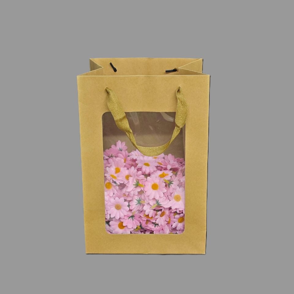 ÇANTA ÖN YÜZÜ ŞEFFAF KRAFT  RENK 20*16*30 CM 12 Lİ