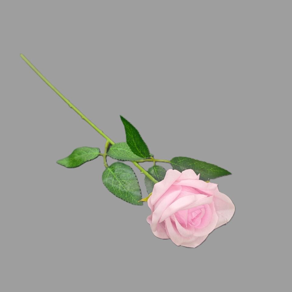 YAPAY ÇİÇEK KADİFE GÜL TEKLİ PEMBE