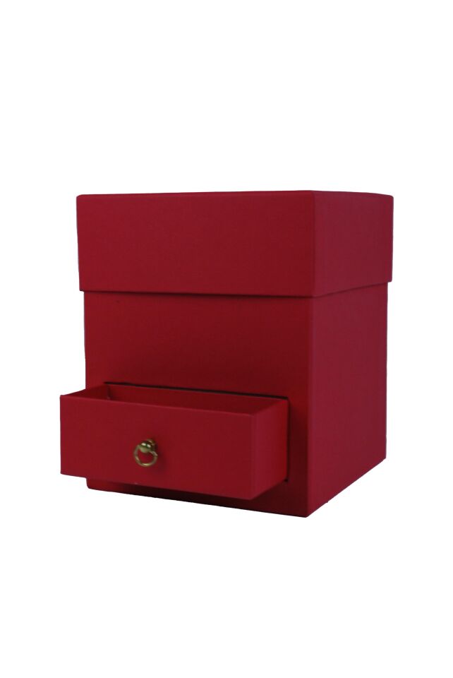 RCP ÇEKMECELİ  KARE TEKLİ KUTU 16*19 KIRMIZI