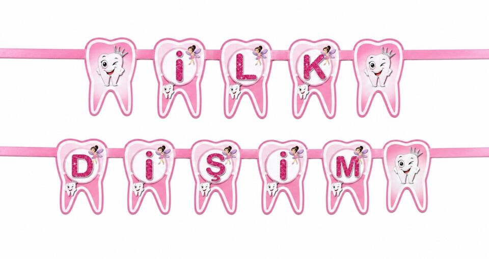 OYNAR KARTON YAZI TEMALI İLK DİŞİM PEMBE