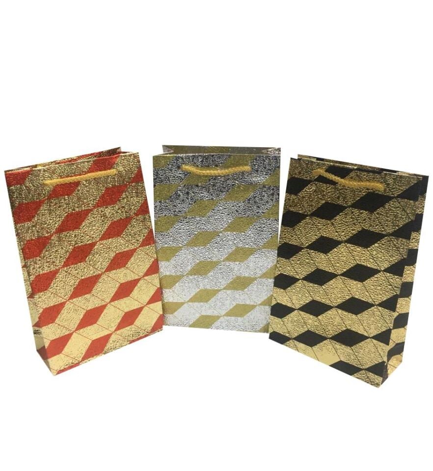 ÇANTA KARTON GOFRAJLI 17*26 BAKLAVA  ALTIN 12 Lİ