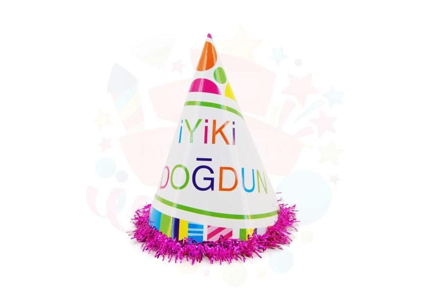 ŞAPKA KARTON TEMALI 10 LU İYİKİ DOĞDUN GÖKKUŞAĞI