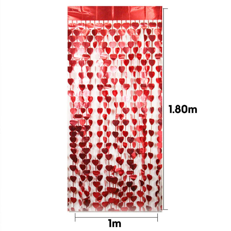 FUNKO SAÇAK KALPLİ KAPI SÜSÜ 1 M*1.80 M KIRMIZI