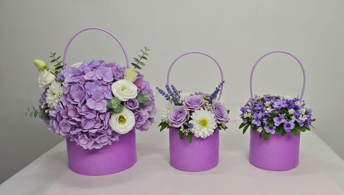 KUTU SİLİNDİR KAPAKSIZ MOR PELUŞLU 3 LÜ