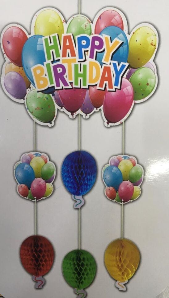AVİZE SÜS PETEK BALONLU HAPPY BIRTHDAY