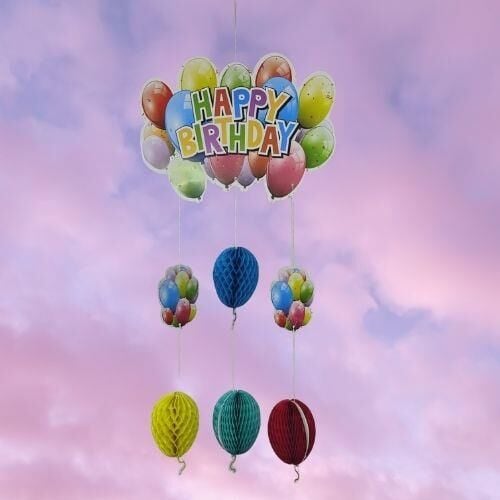 AVİZE SÜS PETEK BALONLU HAPPY BIRTHDAY