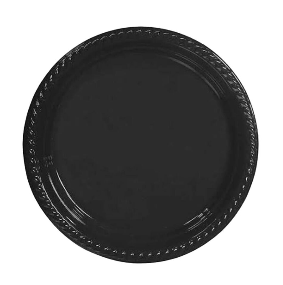 TABAK PLASTİK DÜZ RENKLİ 22cm. 10 LU SİYAH