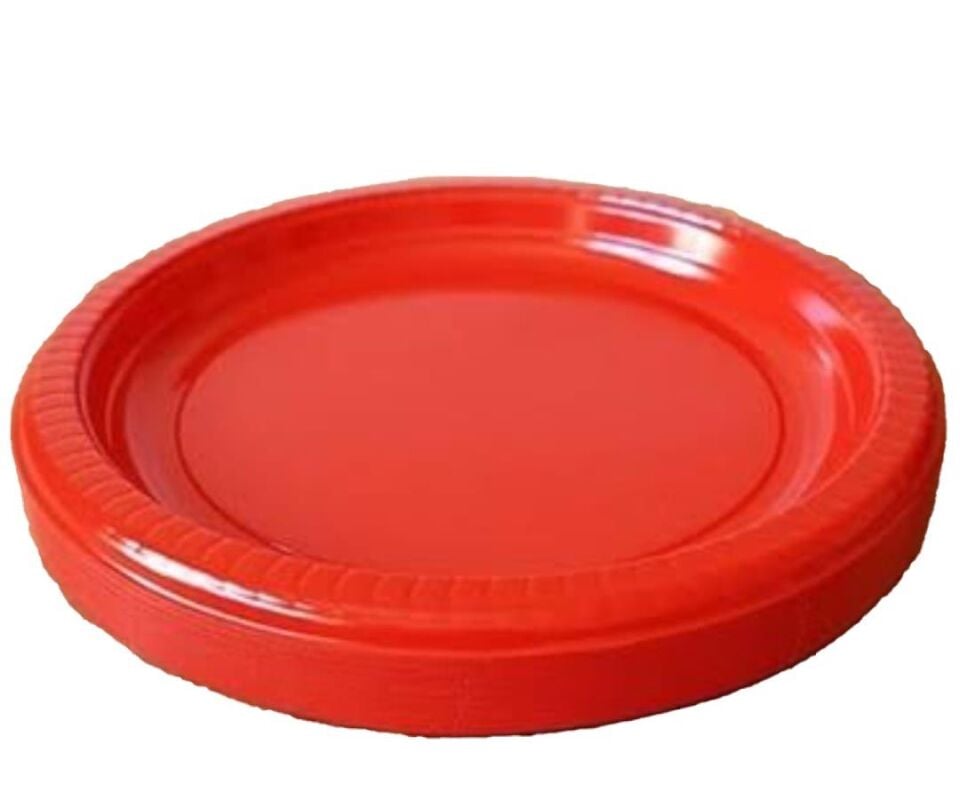 TABAK PLASTİK DÜZ RENKLİ 22cm.25'Lİ KIRMIZI