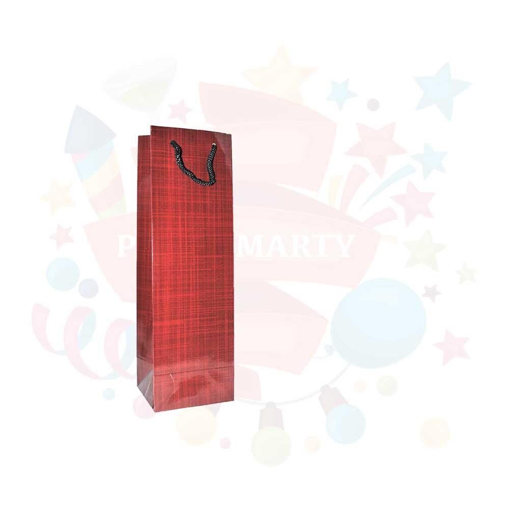 ÇANTA KARTON SELOFANLI ŞİŞELİK 12*38cm BORDO 10'LU