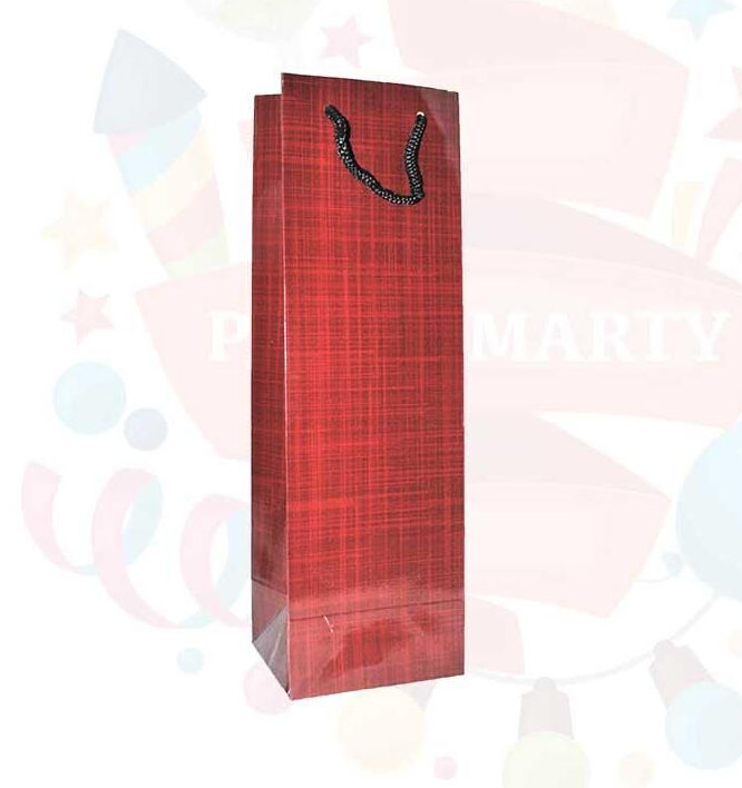 ÇANTA KARTON SELOFANLI ŞİŞELİK 12*38cm BORDO 10'LU
