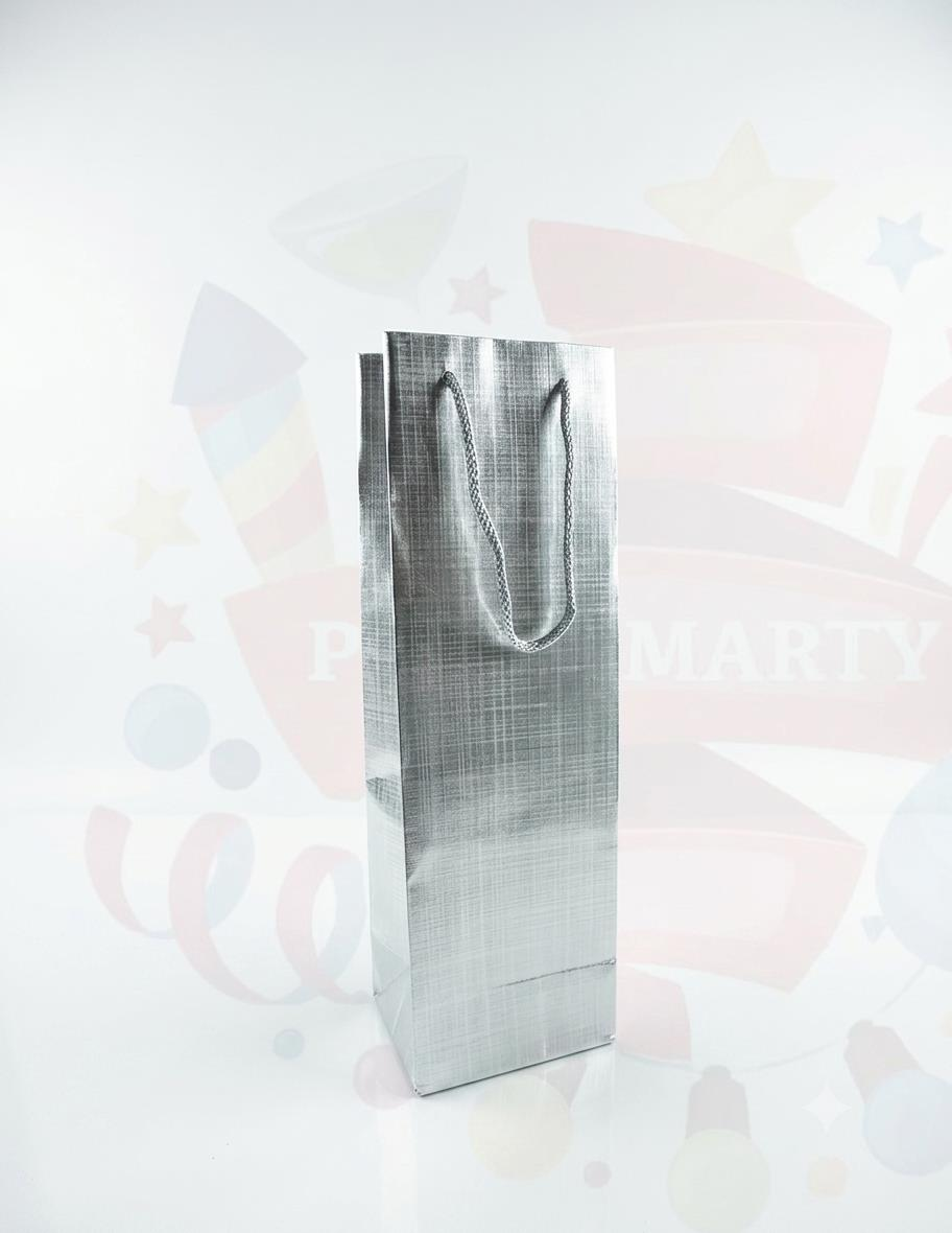ÇANTA KARTON SELOFANLI ŞİŞELİK 12*38cm GÜMÜŞ 10'LU
