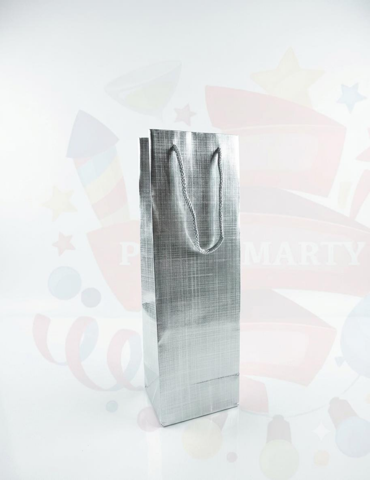 ÇANTA KARTON SELOFANLI ŞİŞELİK 12*38cm GÜMÜŞ 10'LU