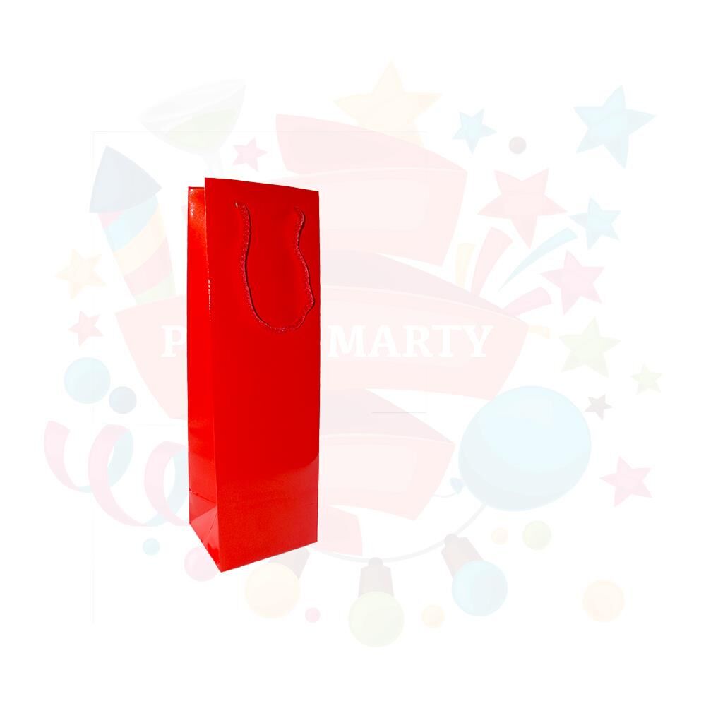 ÇANTA KARTON SELOFANLI ŞİŞELİK 12*38cm KIRMIZI 10'