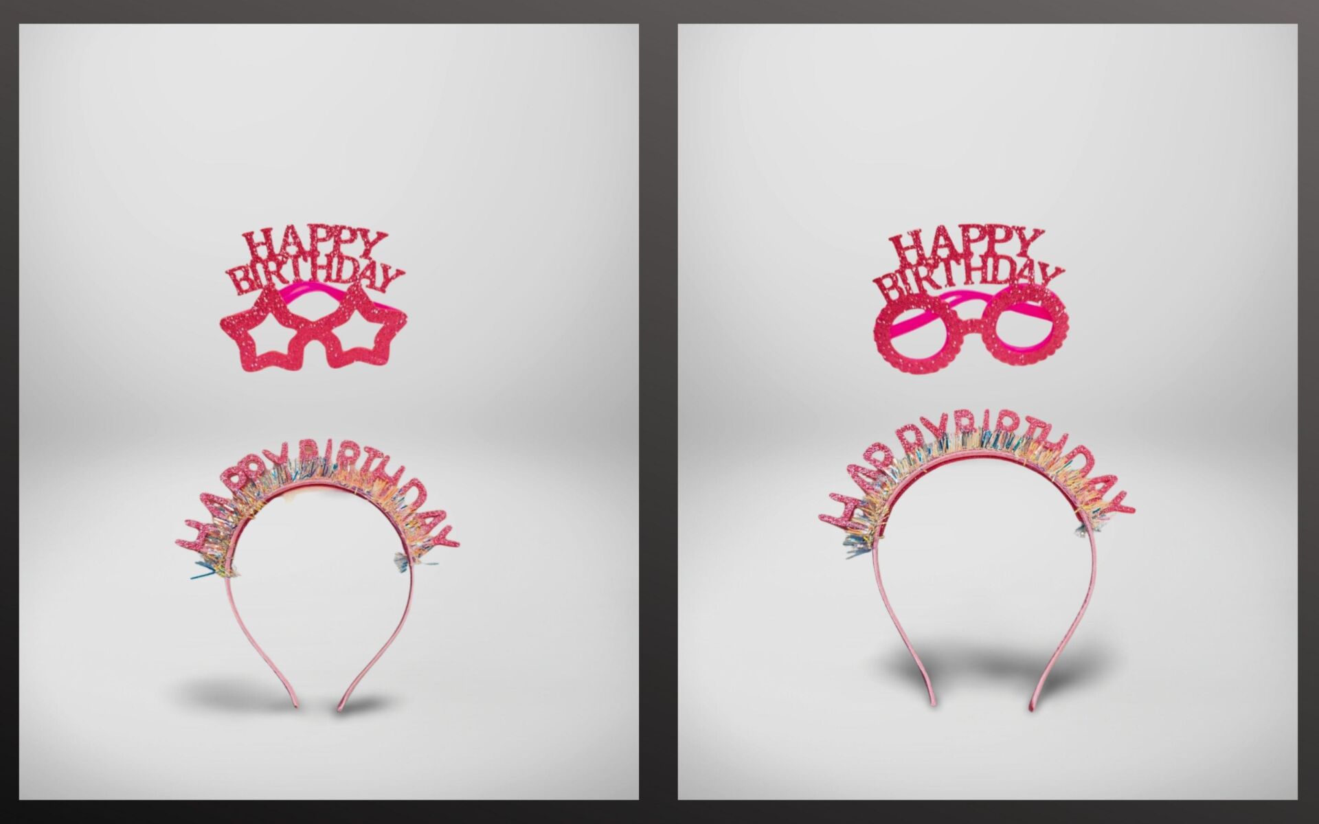 HAPPY BIRTHDAY YAZILI TAÇ GÖZLÜK  PEMBE