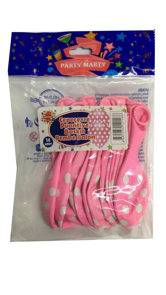 BALON PERAKENDE BASKILI Ç.Ç.PEMBE PUANLI 14 LÜ