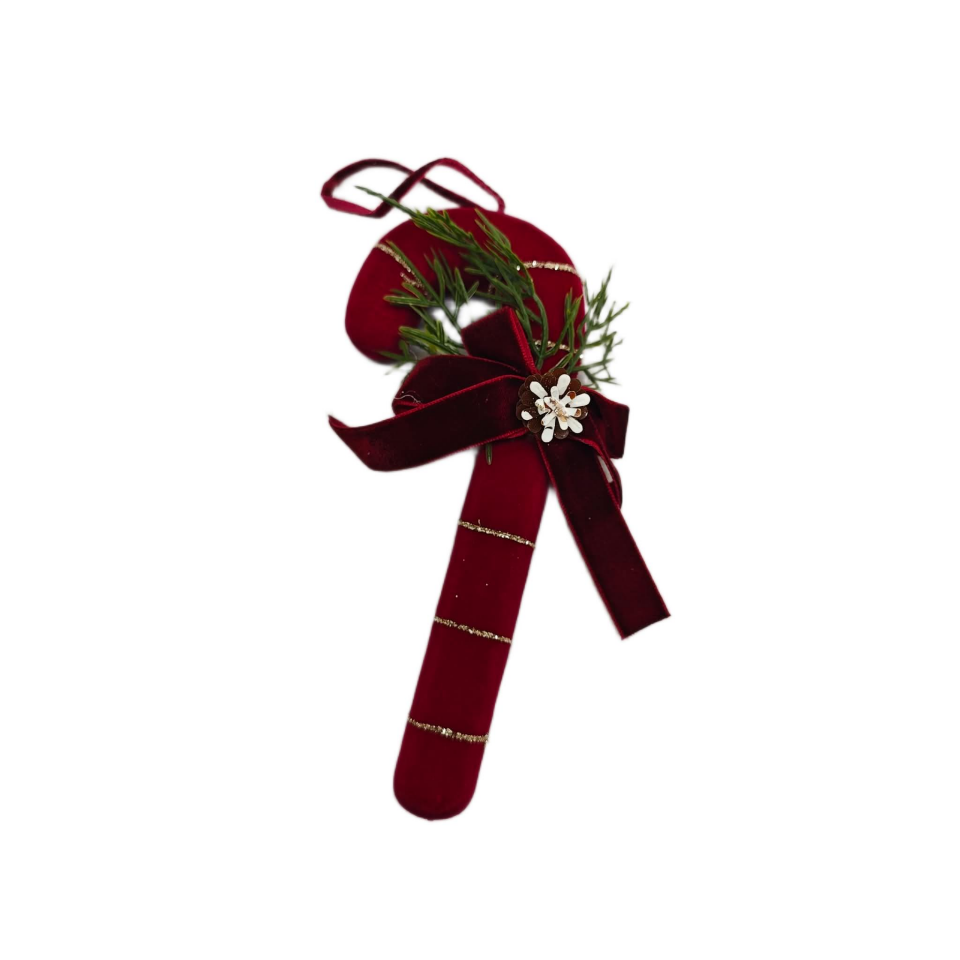 AĞAÇ SÜSÜ FLOK KIRMIZI BASTON 17 CM