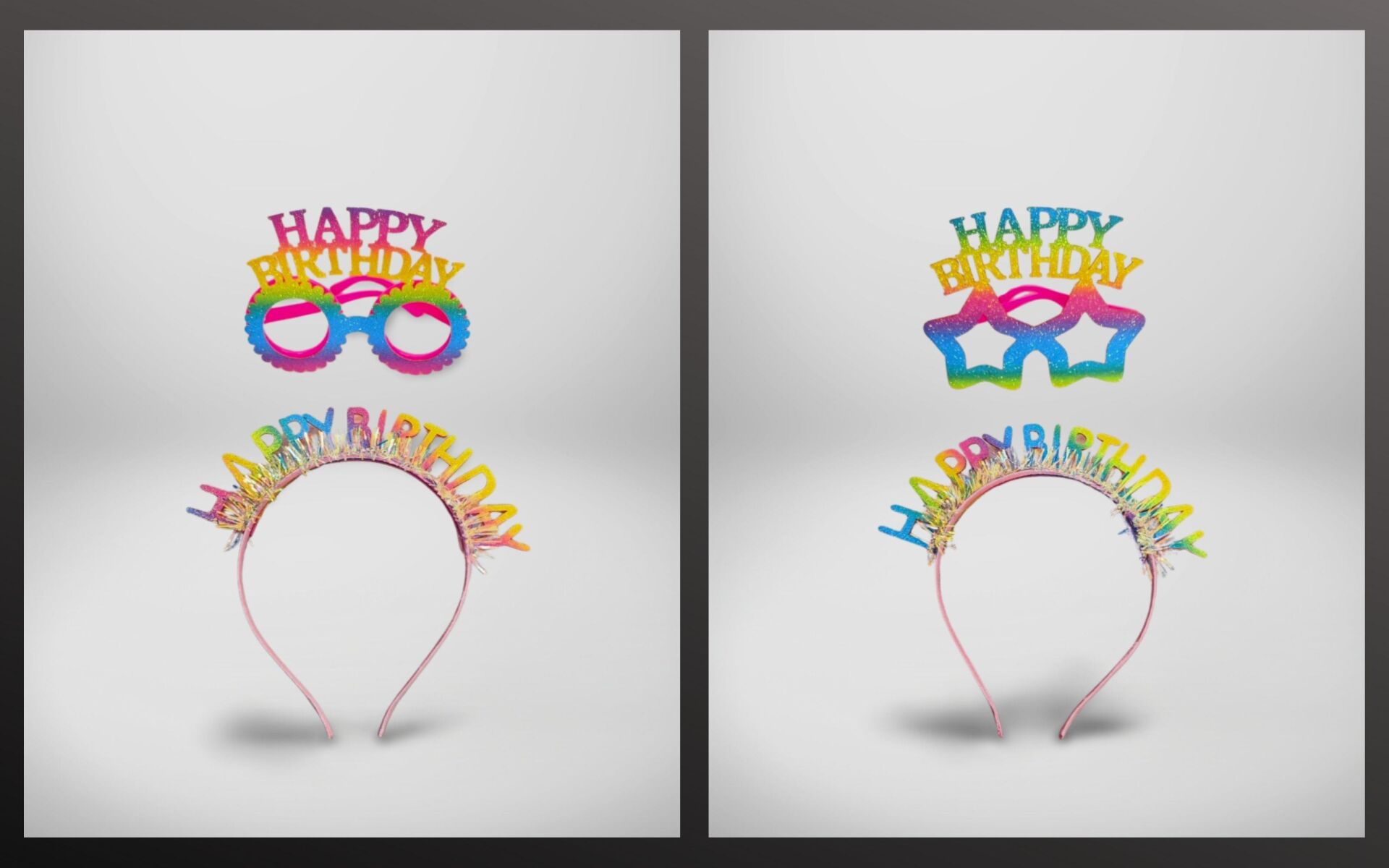 HAPPY BIRTHDAY YAZILI TAÇ GÖZLÜK  GÖKKUŞAĞI