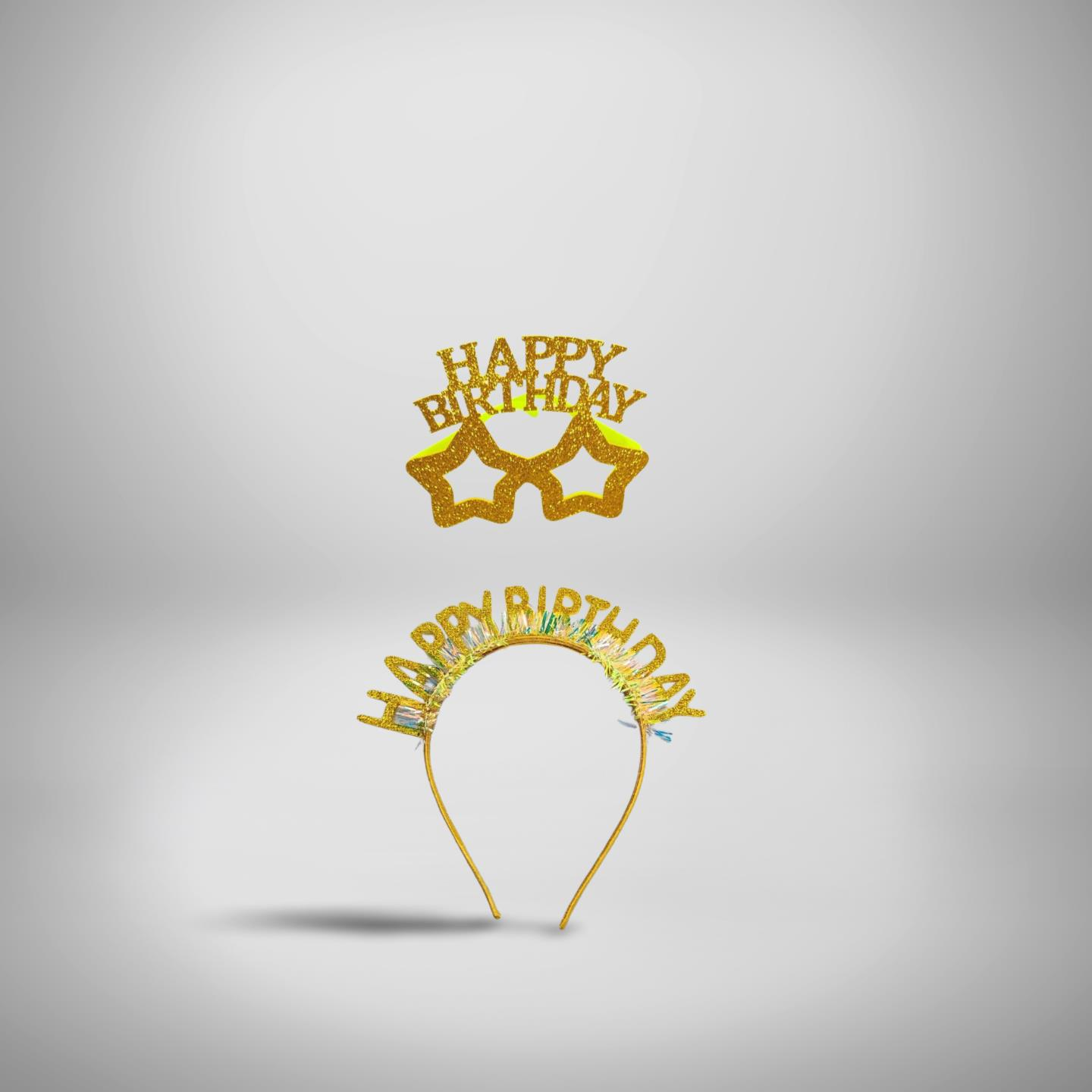 HAPPY BIRTHDAY YAZILI TAÇ GÖZLÜK TAKIM ALTIN