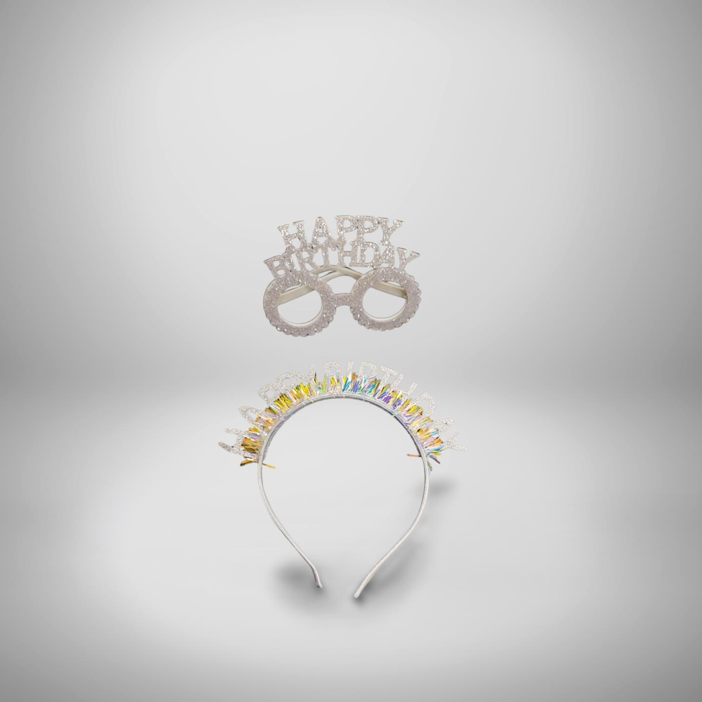 HAPPY BIRTHDAY YAZILI TAÇ GÖZLÜK  GÜMÜŞ