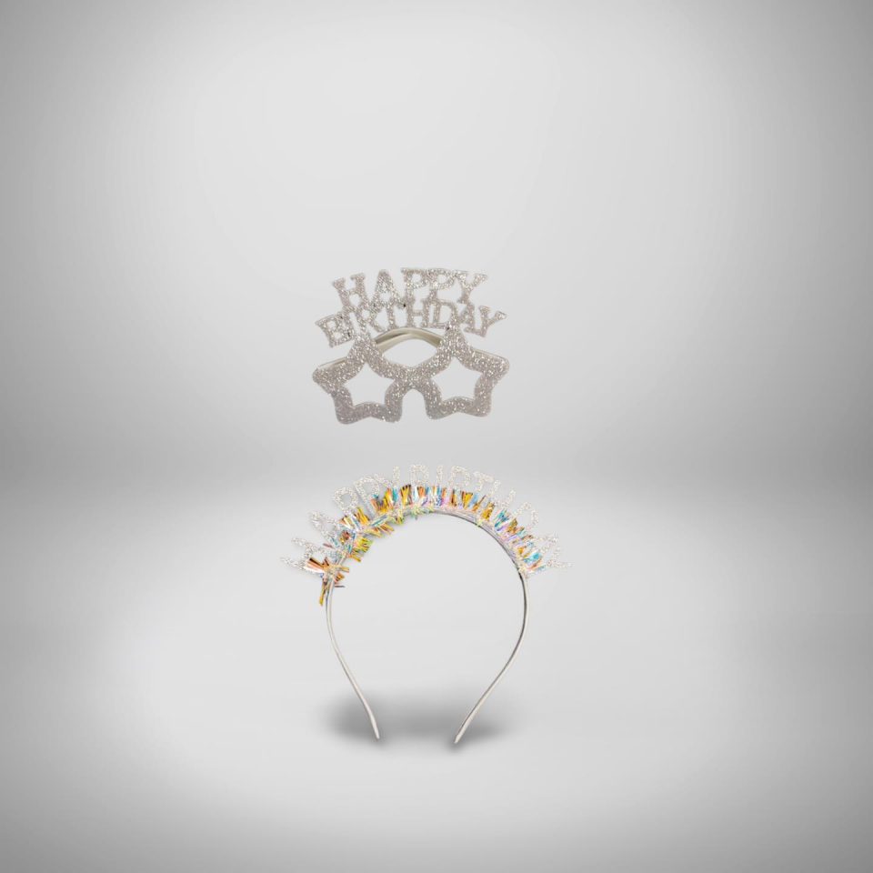 HAPPY BIRTHDAY YAZILI TAÇ GÖZLÜK  GÜMÜŞ